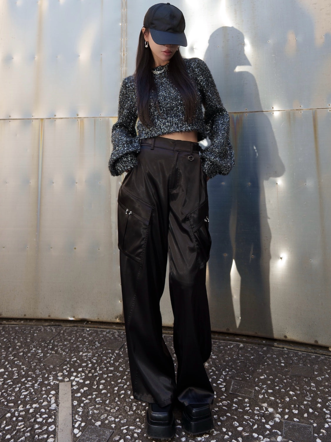 Cropped ラメ KNIT トップス