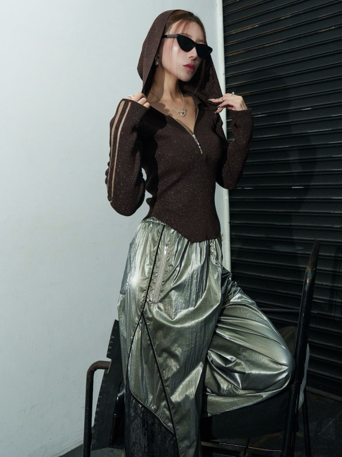 シアーライン Half ジップフーディー KNIT