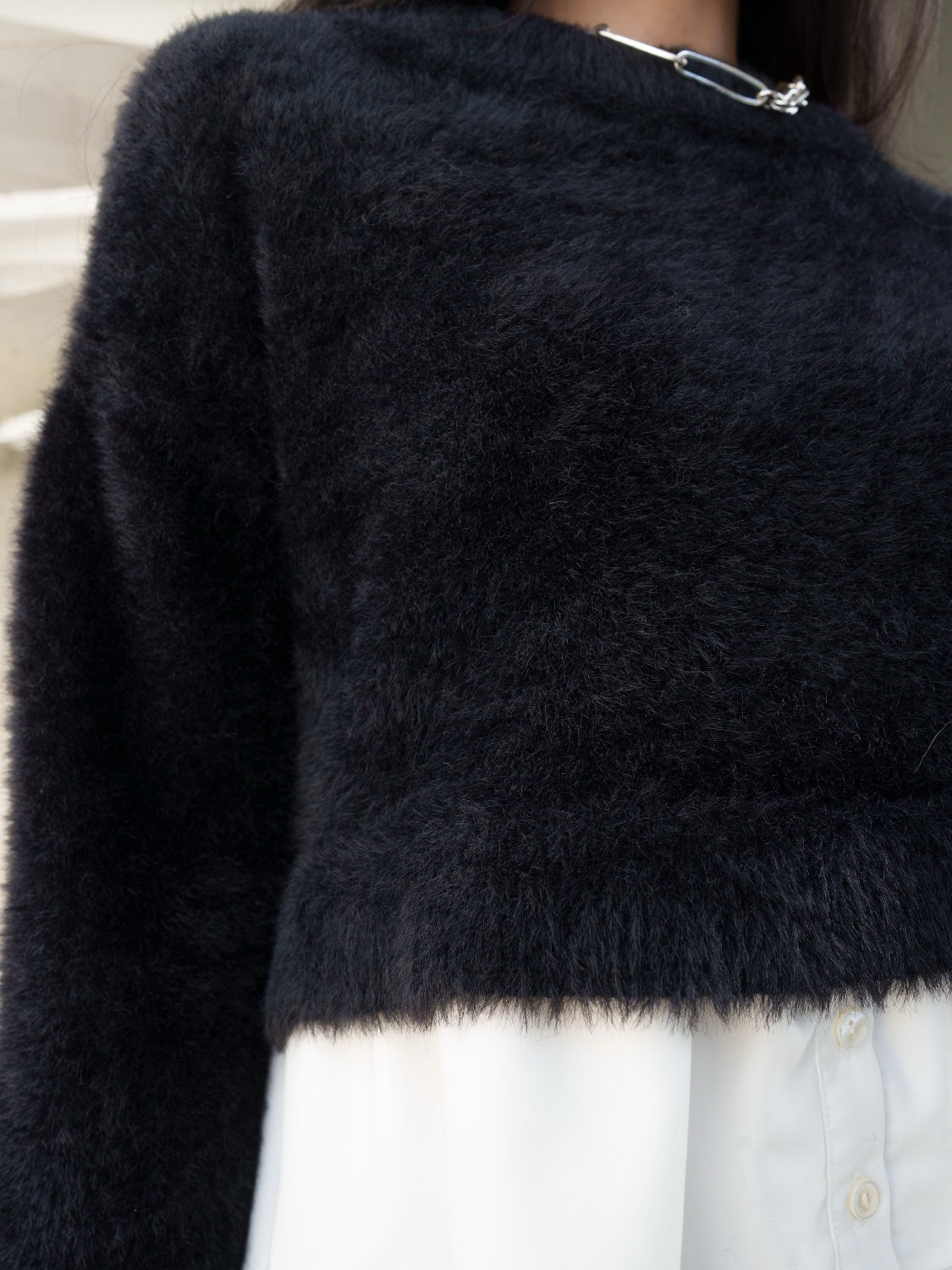 KNIT ドッキング フリルレイヤー ブラウス