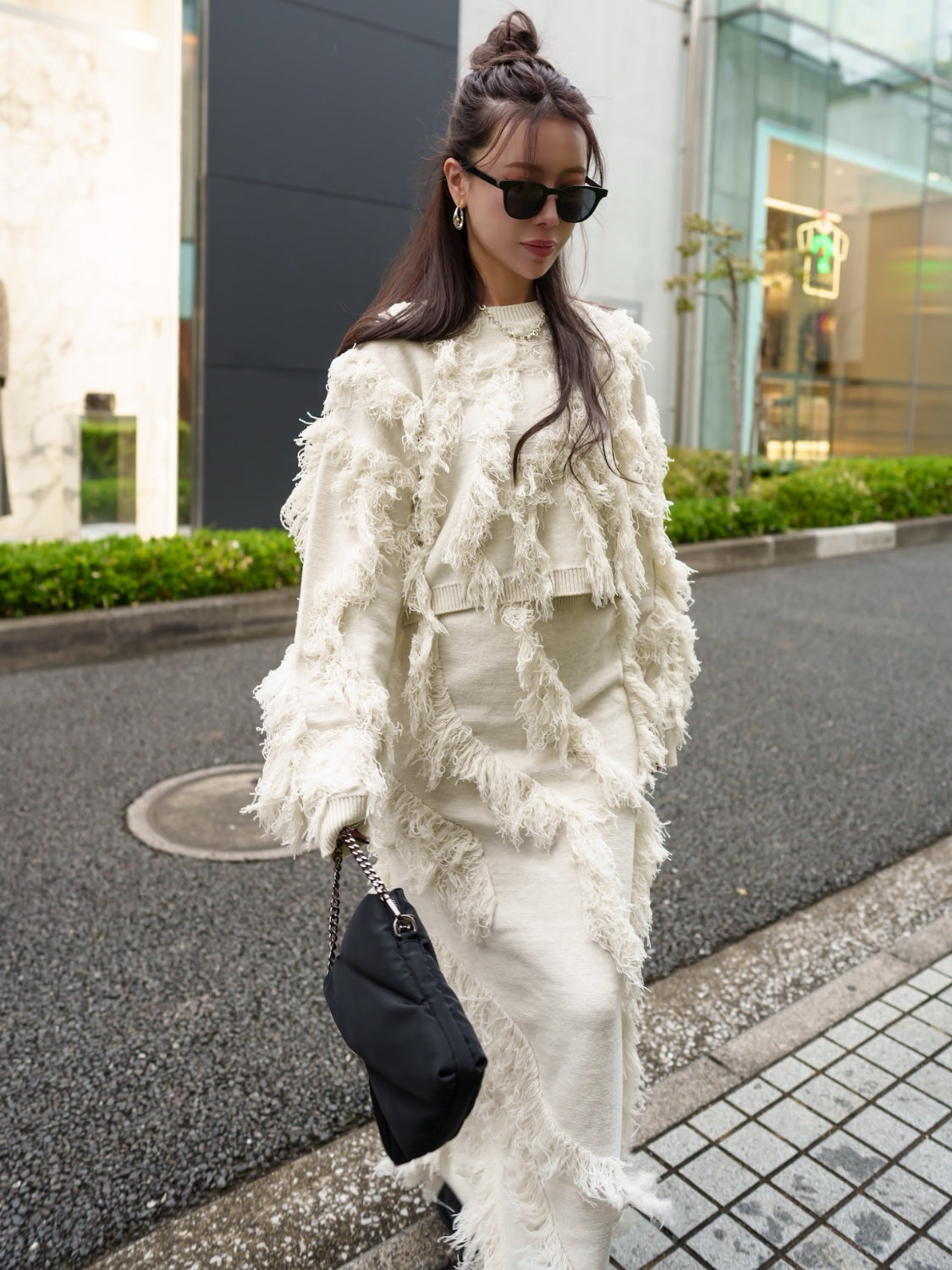 ウェーブ Fringe Knit セットアップ