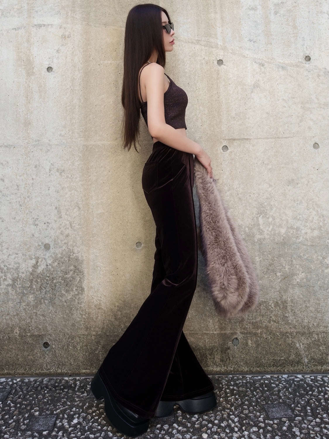 Short]Cup-in ラメ KNITキャミソール