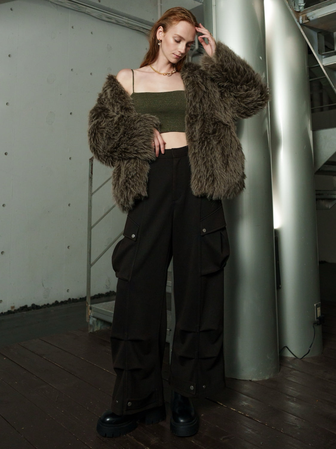 ノーカラー チベット Fur コート