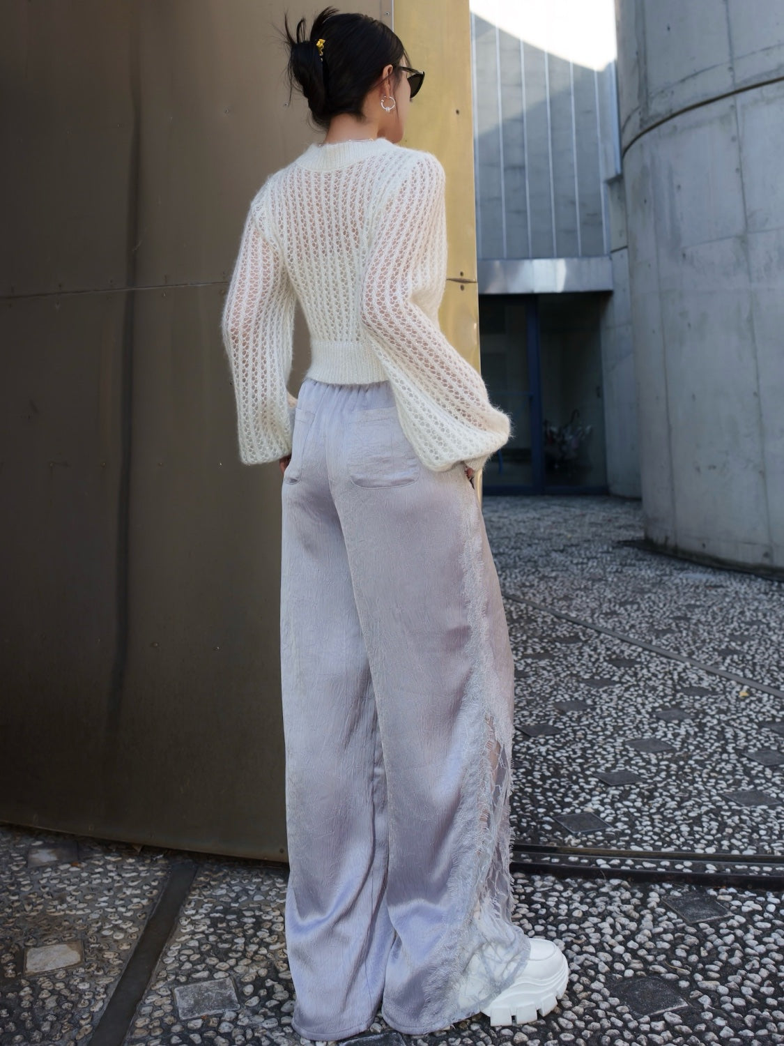 Cropped ラメ KNIT トップス