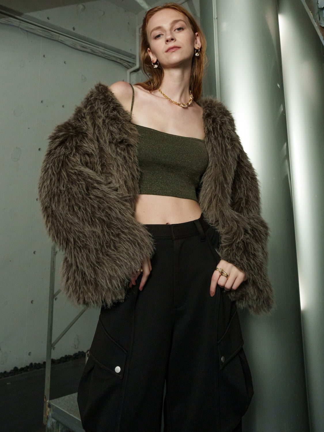 ノーカラー チベット Fur コート