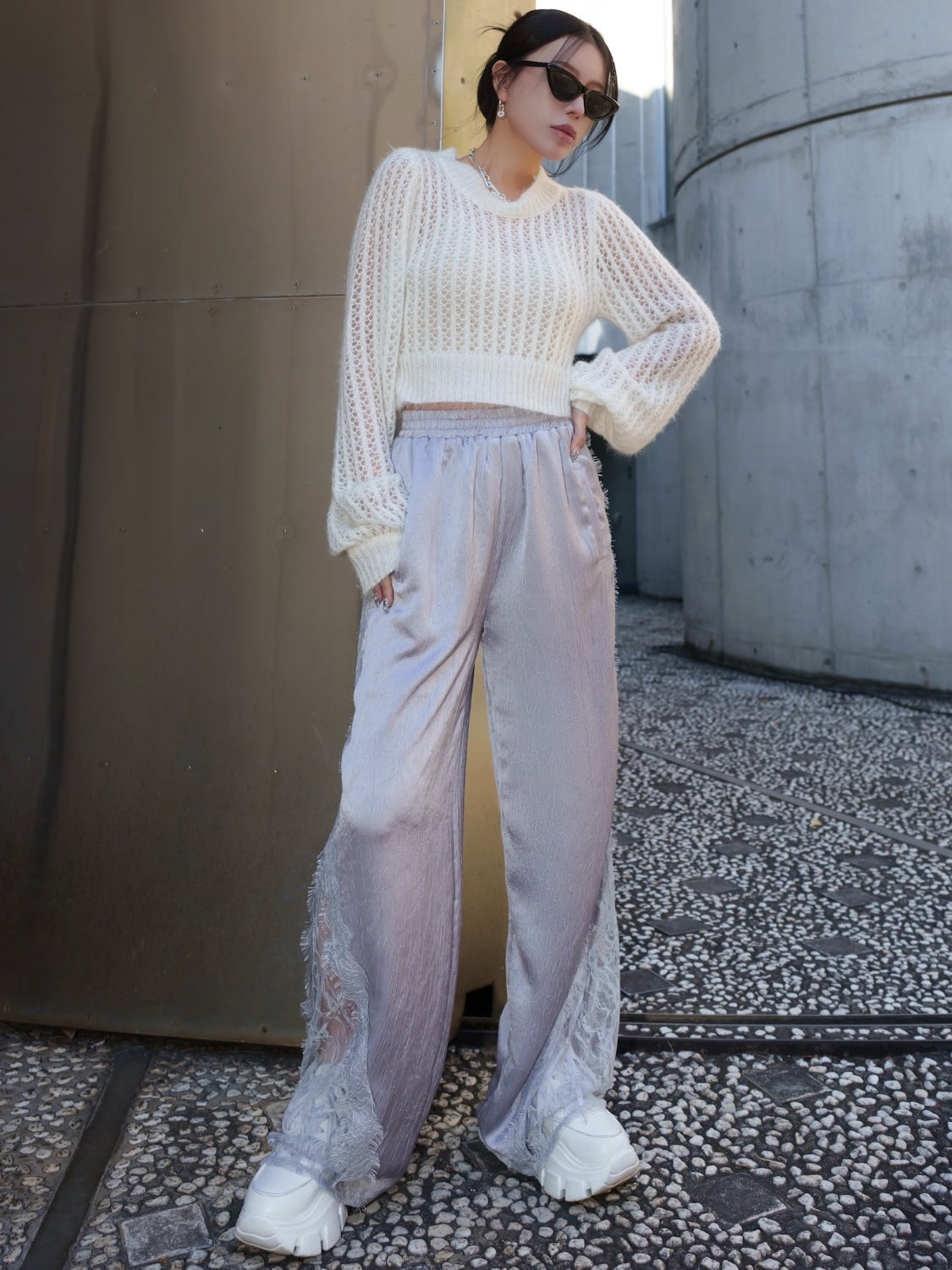 Cropped ラメ KNIT トップス