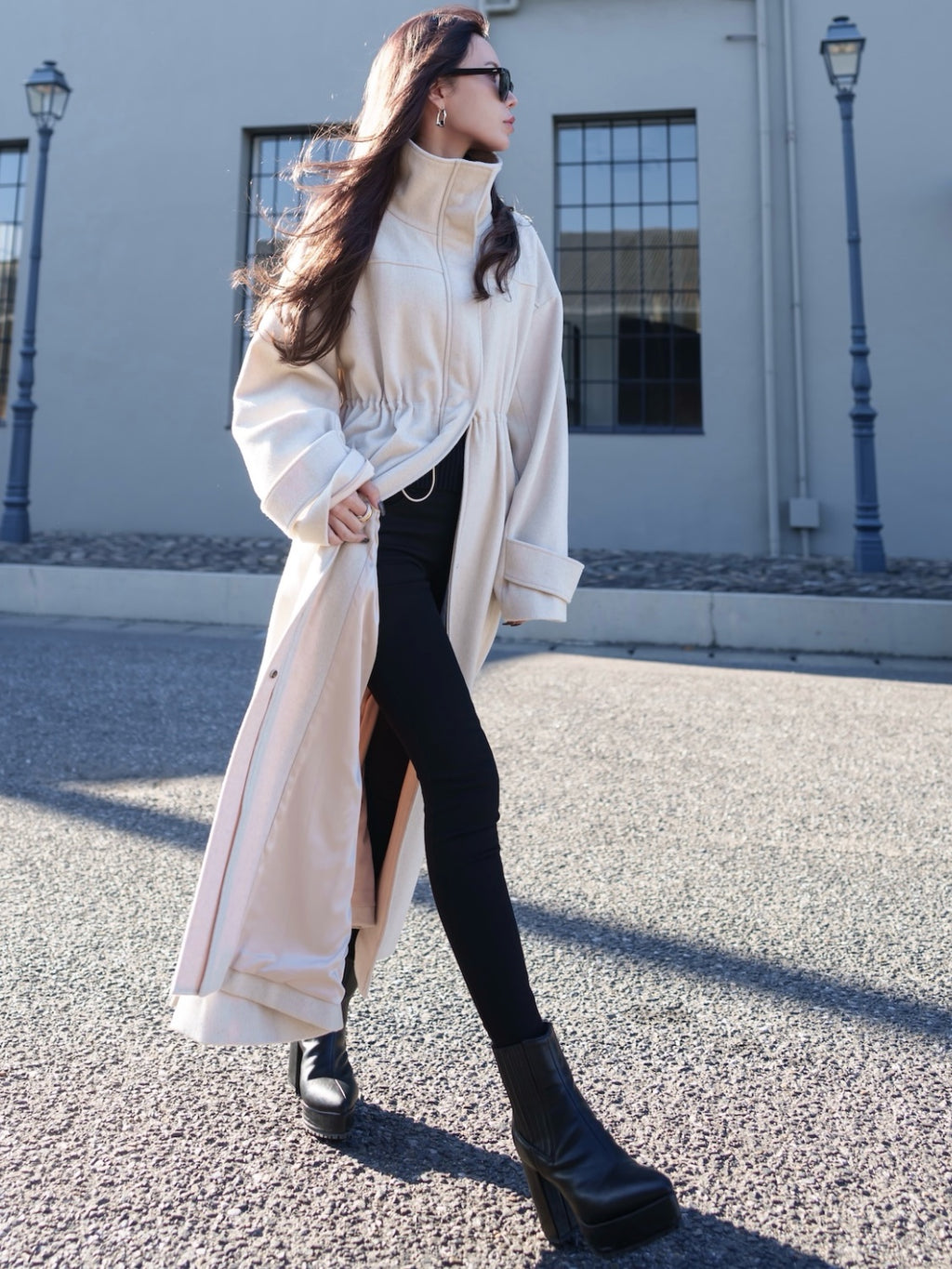 Wool メルトン ドロスト ロングコート 