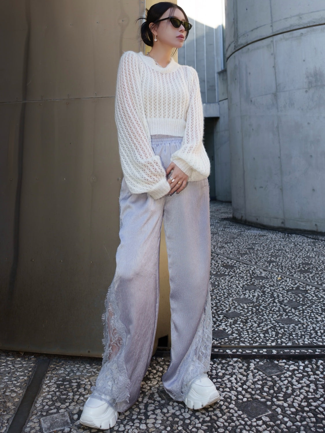 Cropped ラメ KNIT トップス