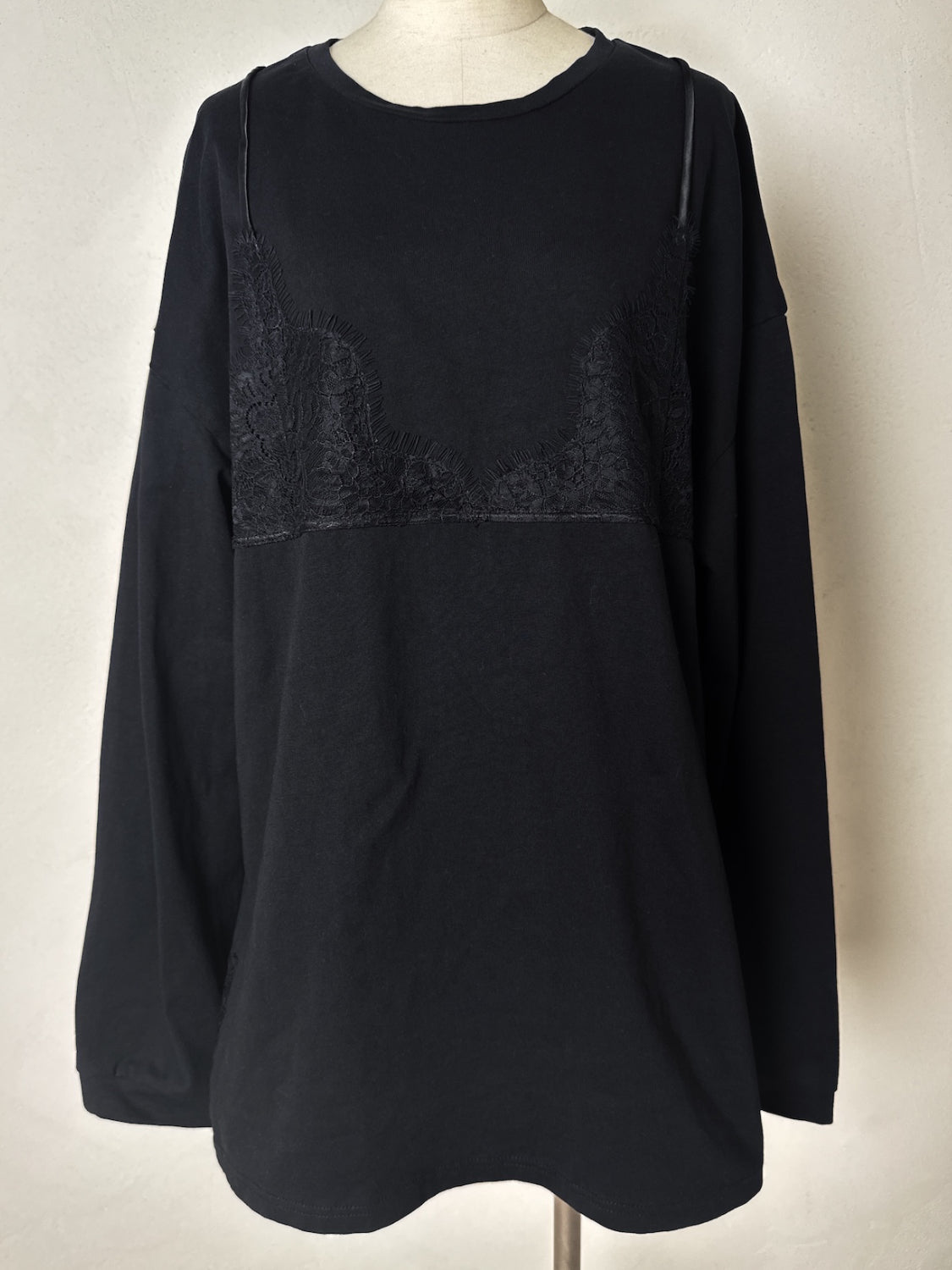 Washed レースビスチェ ロング Tシャツ