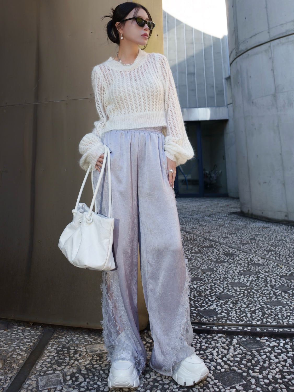 Cropped ラメ KNIT トップス