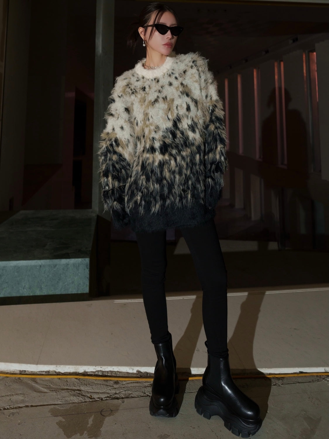 グラムリップス　グラデパターンニット　ブラック グラデーション ラメ KNIT スキッパー Set-up