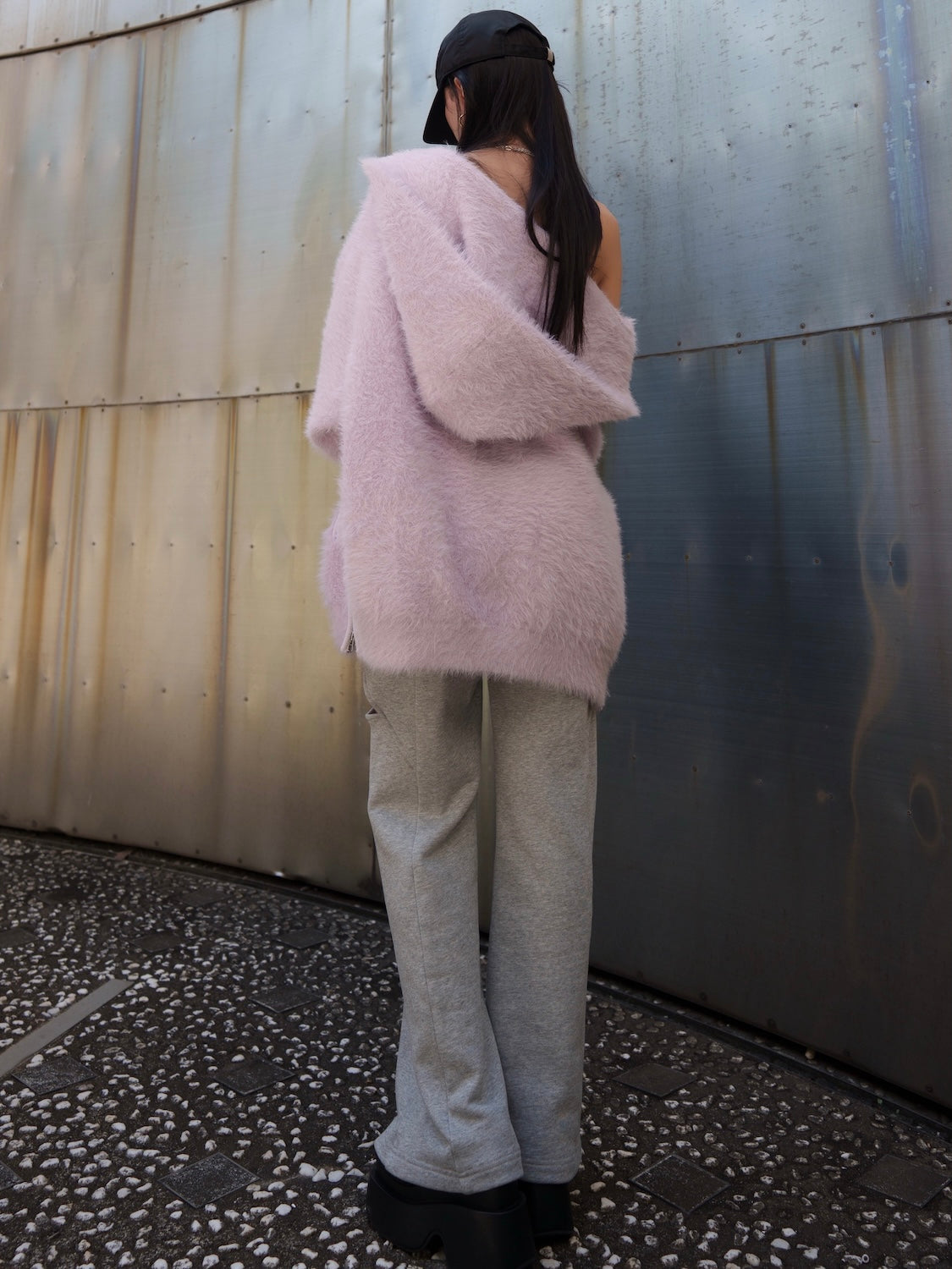 [UNISEX] Shaggy ボンディング KNIT Zip フーディー