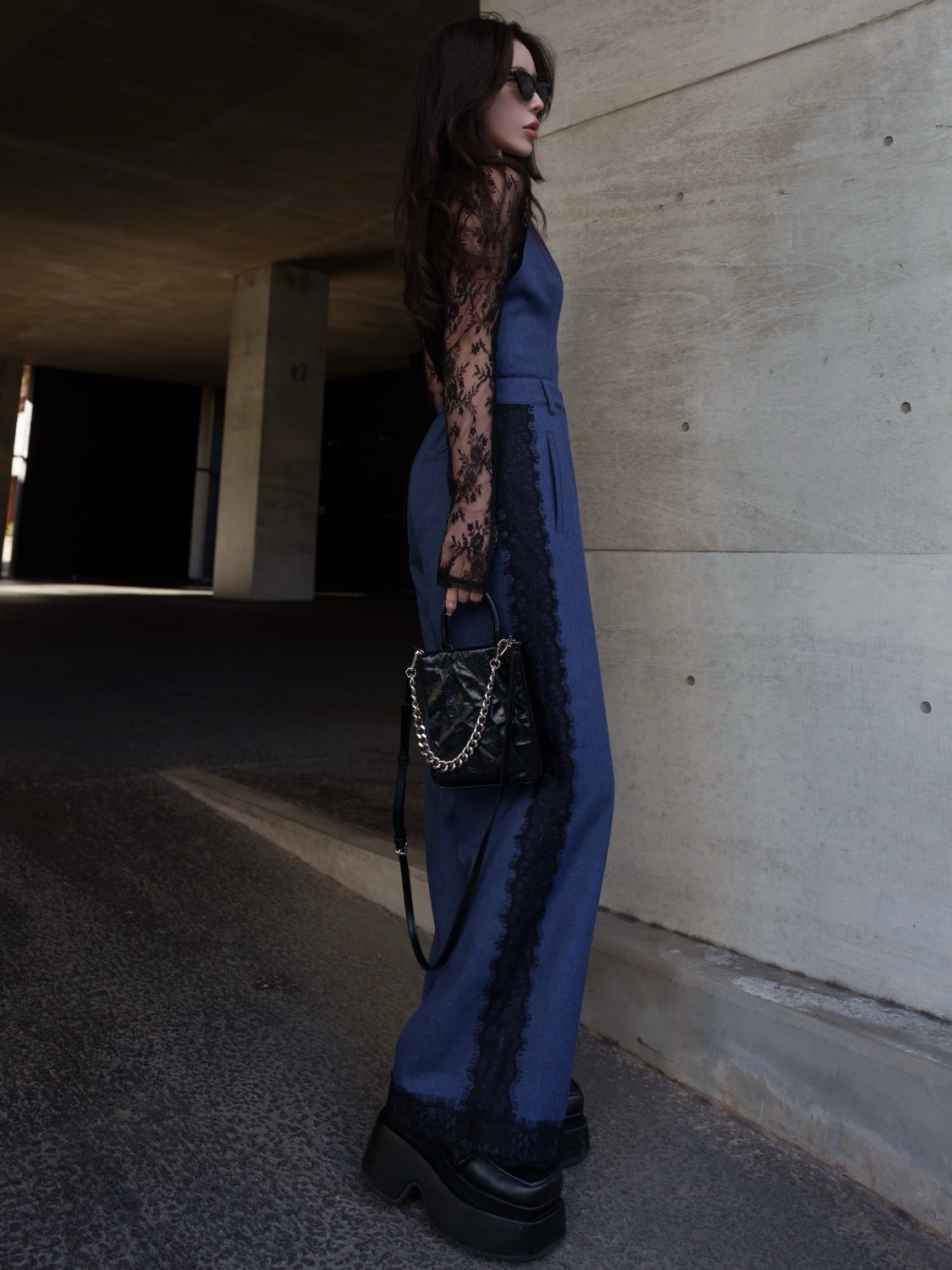 Multi-way レースコンビ ツイル サロペット