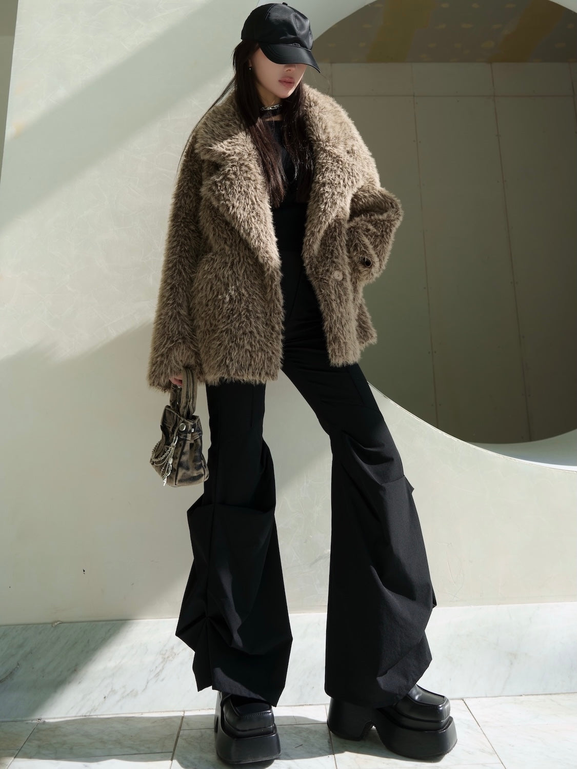 Suede Furボンディング　フードコート Suede ボンディング Fur コート