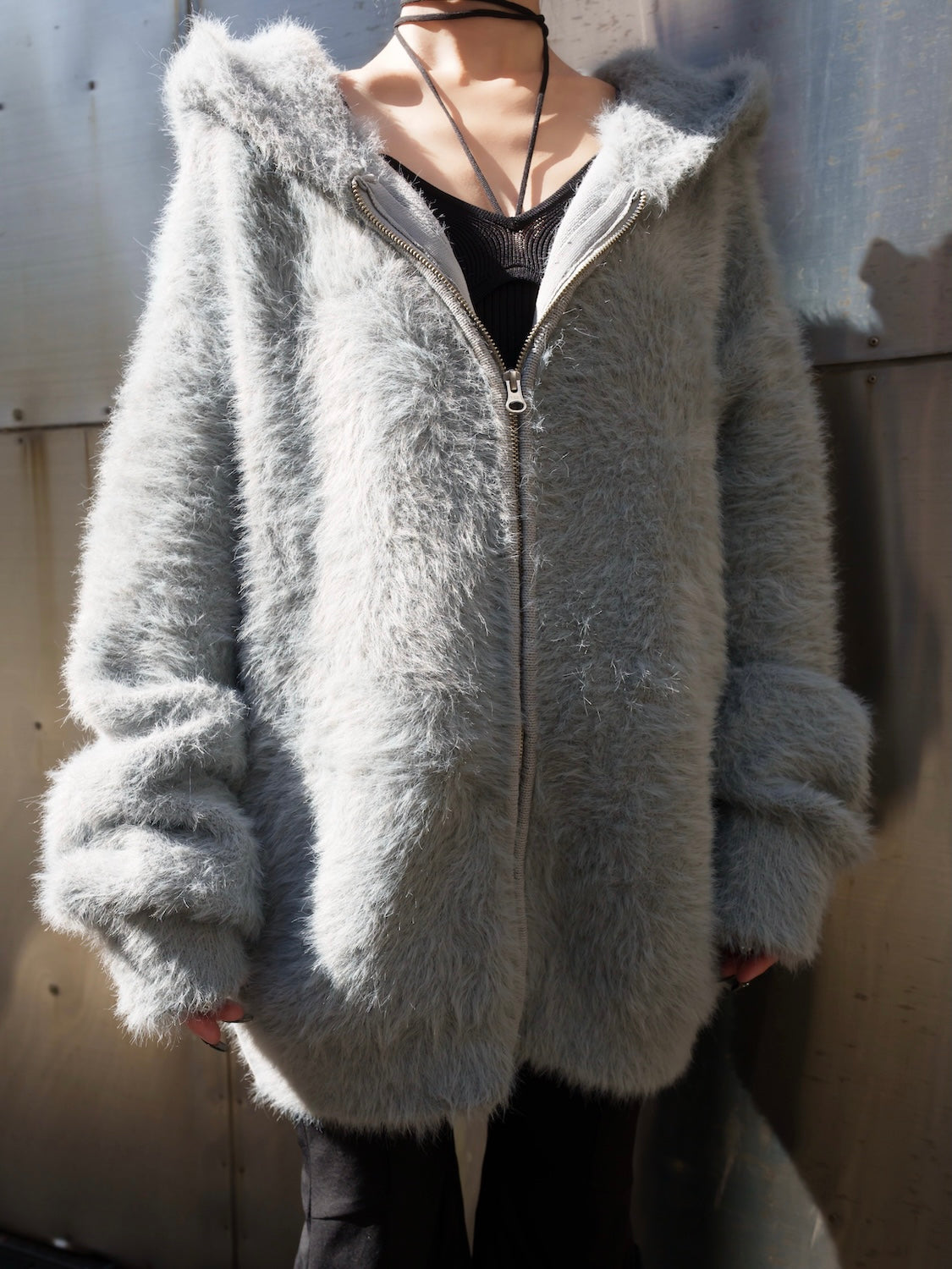 [UNISEX] Shaggy ボンディング KNIT Zip フーディー
