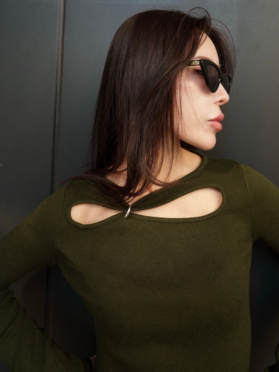 Ring アクセント KNIT トップス