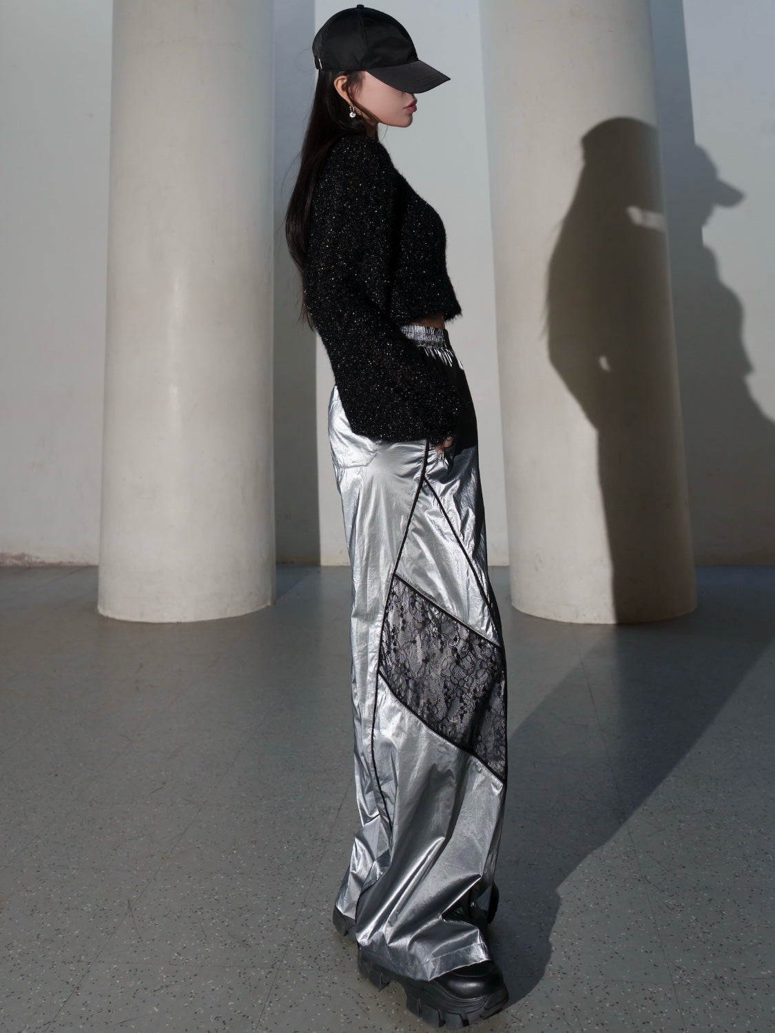 グラムリップス Cropped ラメ KNIT トップス