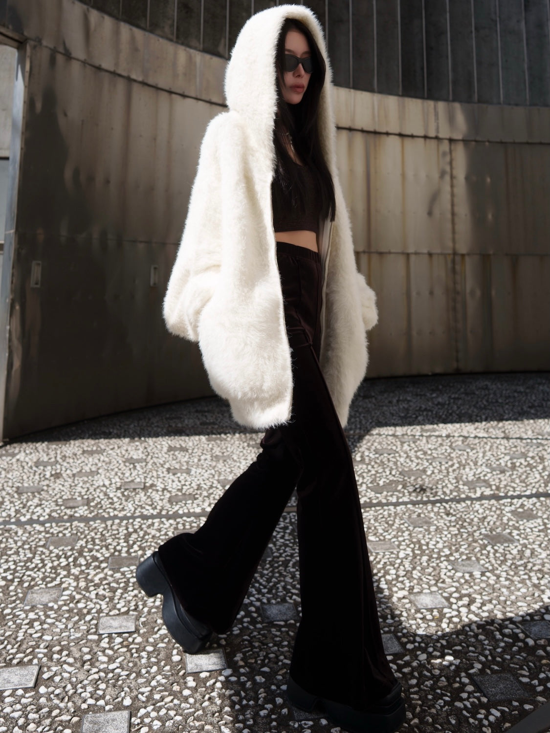 [UNISEX] Shaggy ボンディング KNIT Zip フーディー