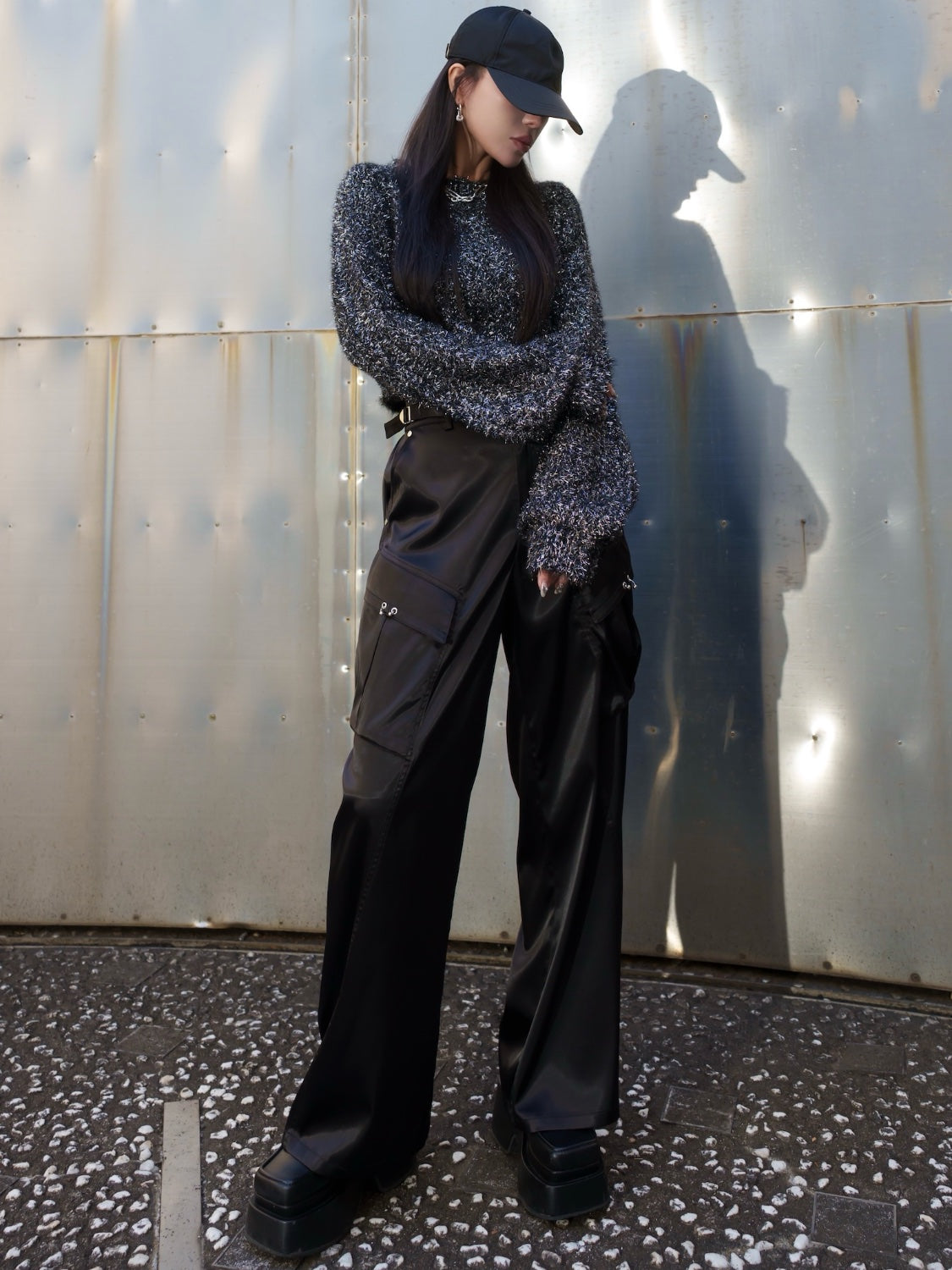 Cropped ラメ KNIT トップス