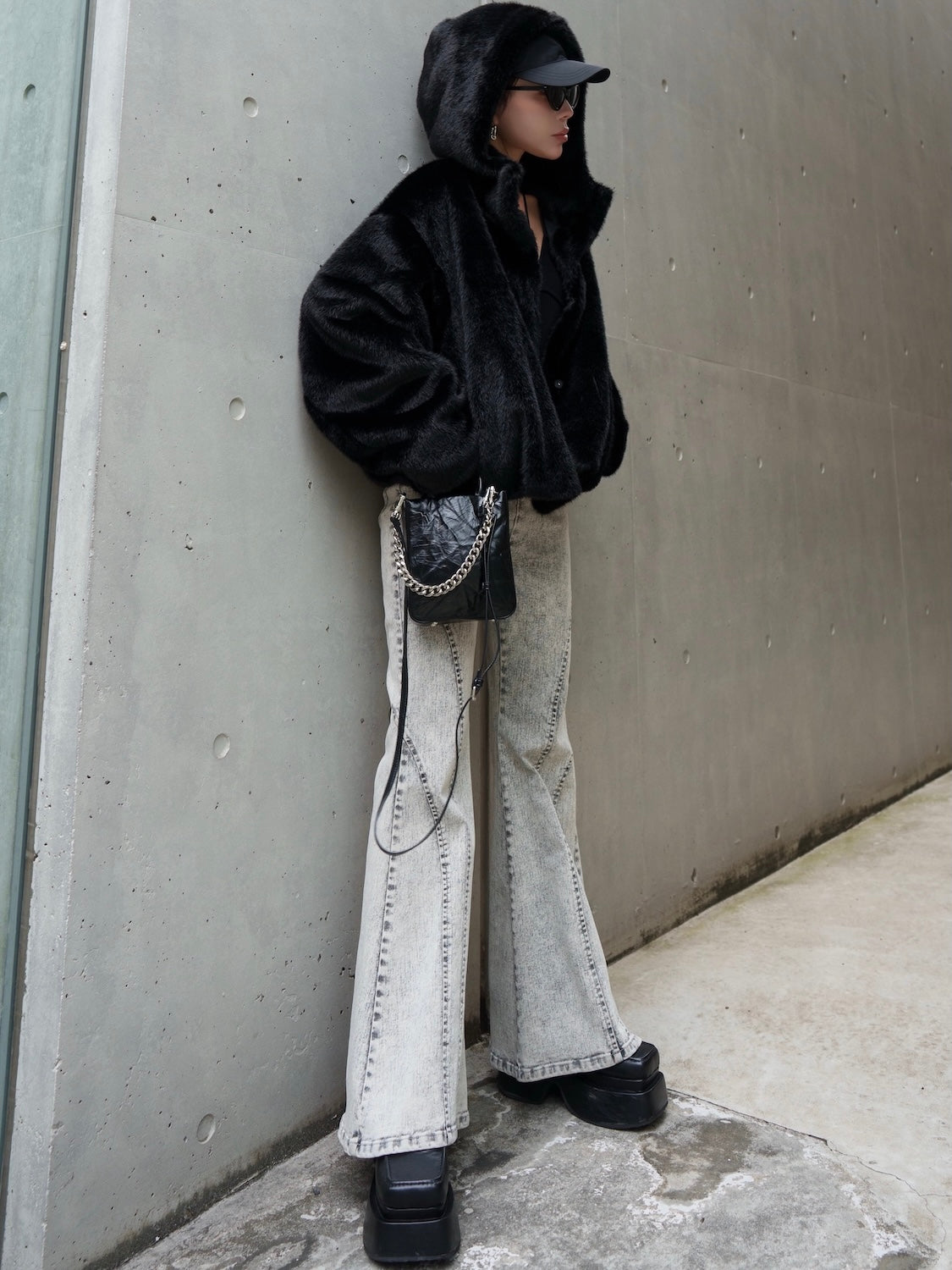 Fur フーディー ヘムタック ブルゾン