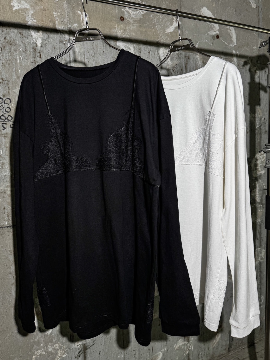 Washed レースビスチェ ロング Tシャツ