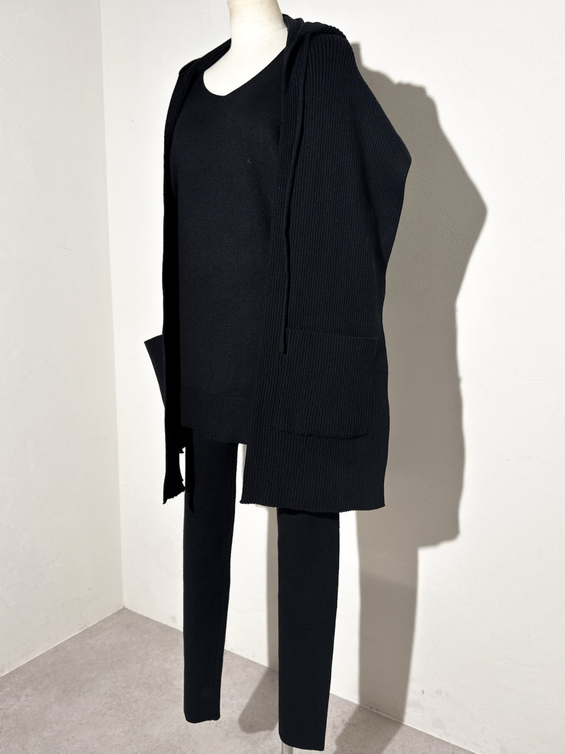 3ピース フーディー ポンチョ KNIT セットアップ
