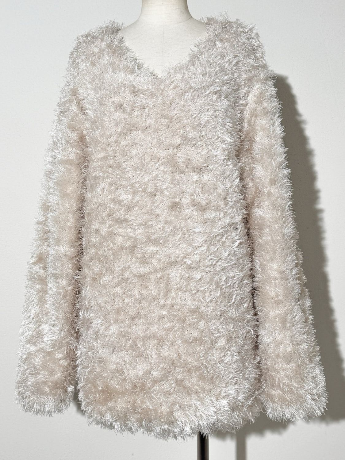 Vネック シャギーKNIT&マフラー Set