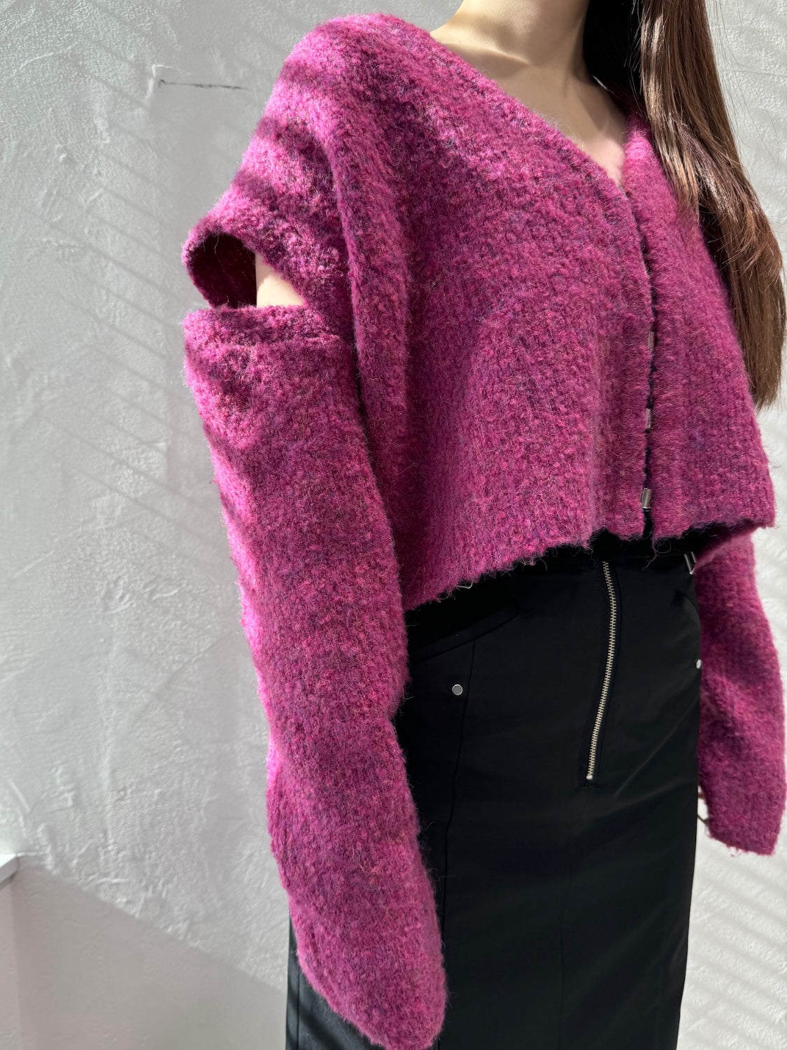 ブークレ Knit ショルダーカット カーディガン