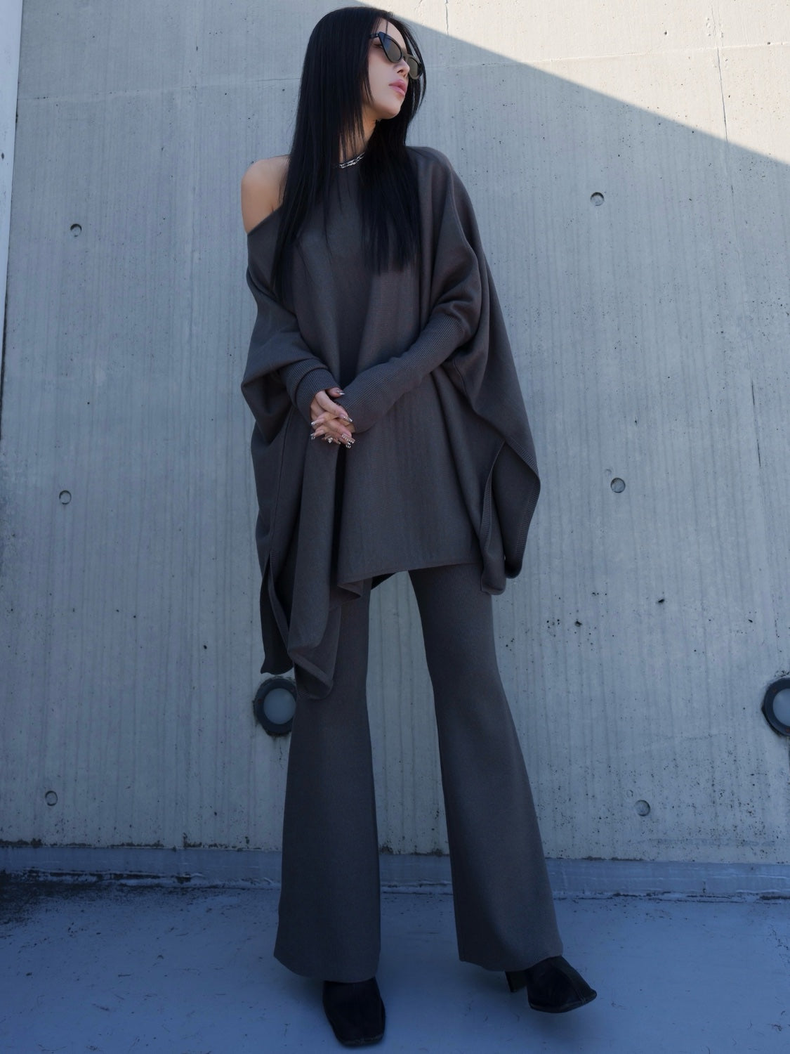 ジャージー KNIT ポンチョ Set-up