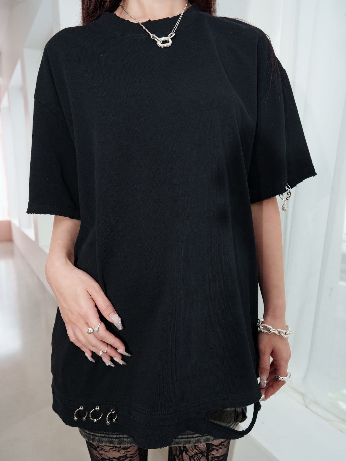 [UNISEX] Washed パヴェドロップ Over TEE
