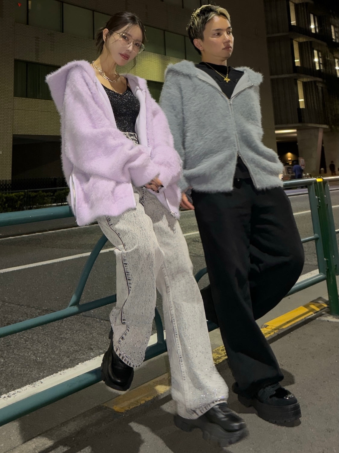 [UNISEX] Shaggy ボンディング KNIT Zip フーディー