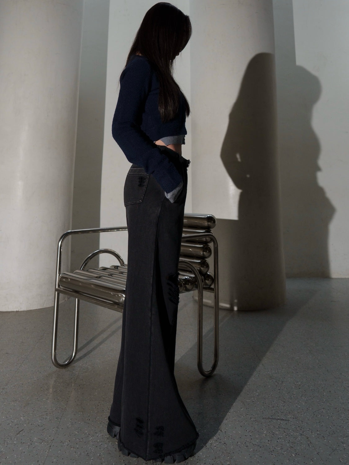 ピグメント Wide ダメージスウェットパンツ