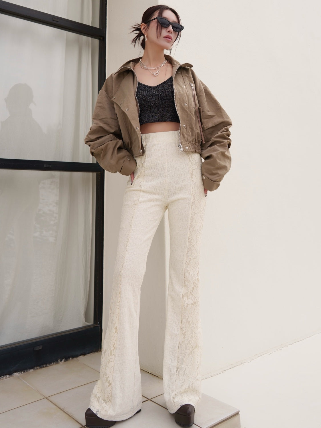 Stretch レース フレアパンツ