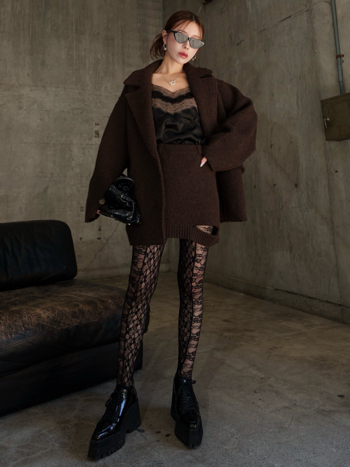 メルトンライク KNIT ミニスカート
