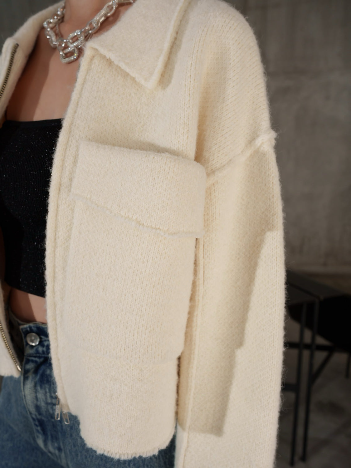 メルトンライク KNIT Zip コート