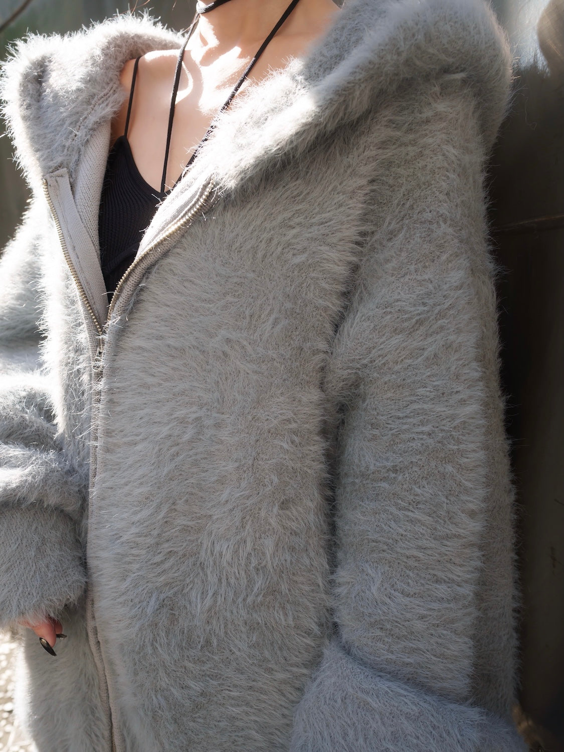 [UNISEX] Shaggy ボンディング KNIT Zip フーディー