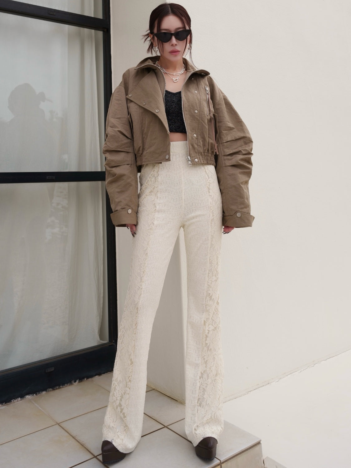 Stretch レース フレアパンツ