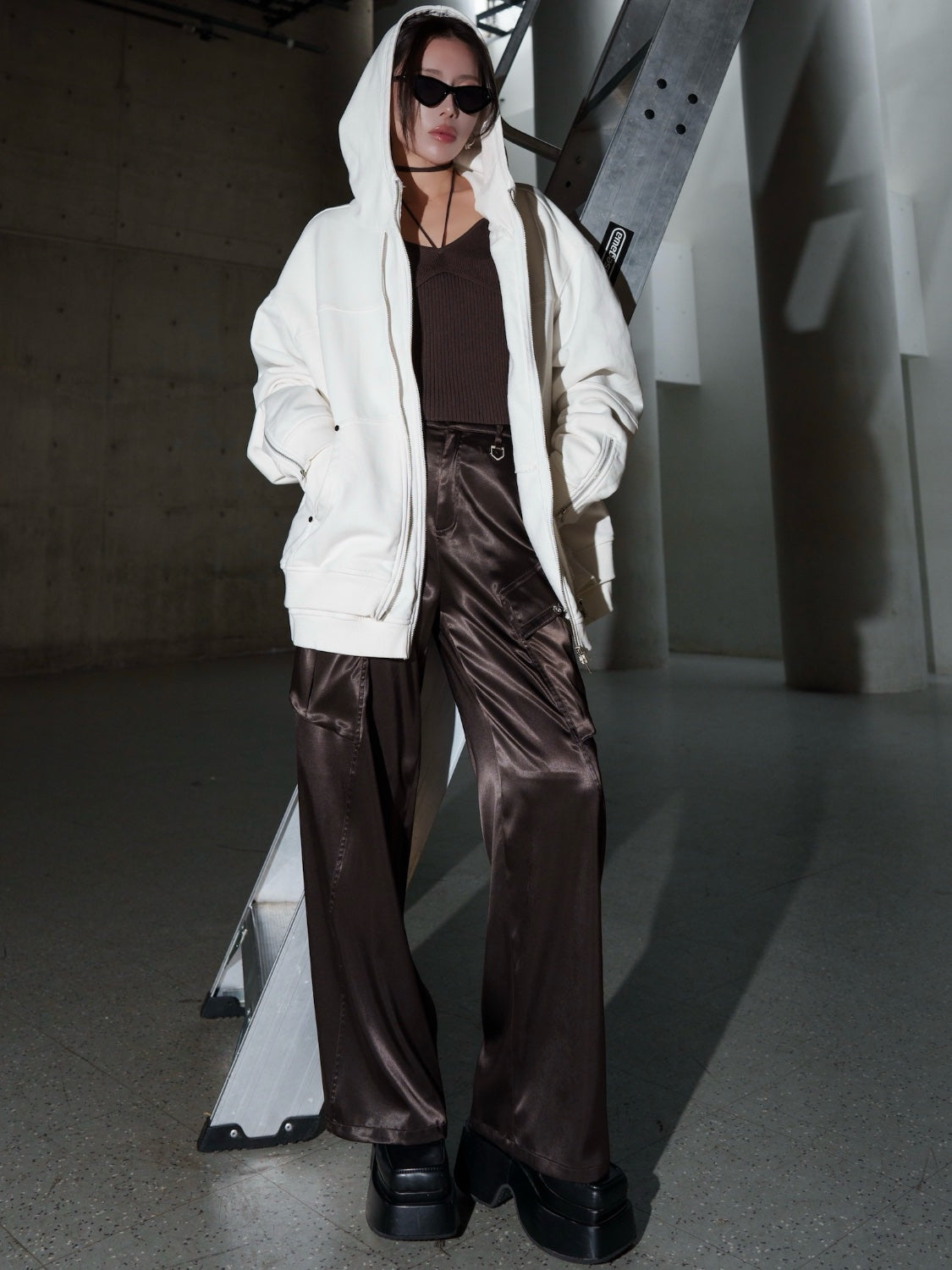 [UNISEX] ピグメント Multi Zip レイヤードフーディー