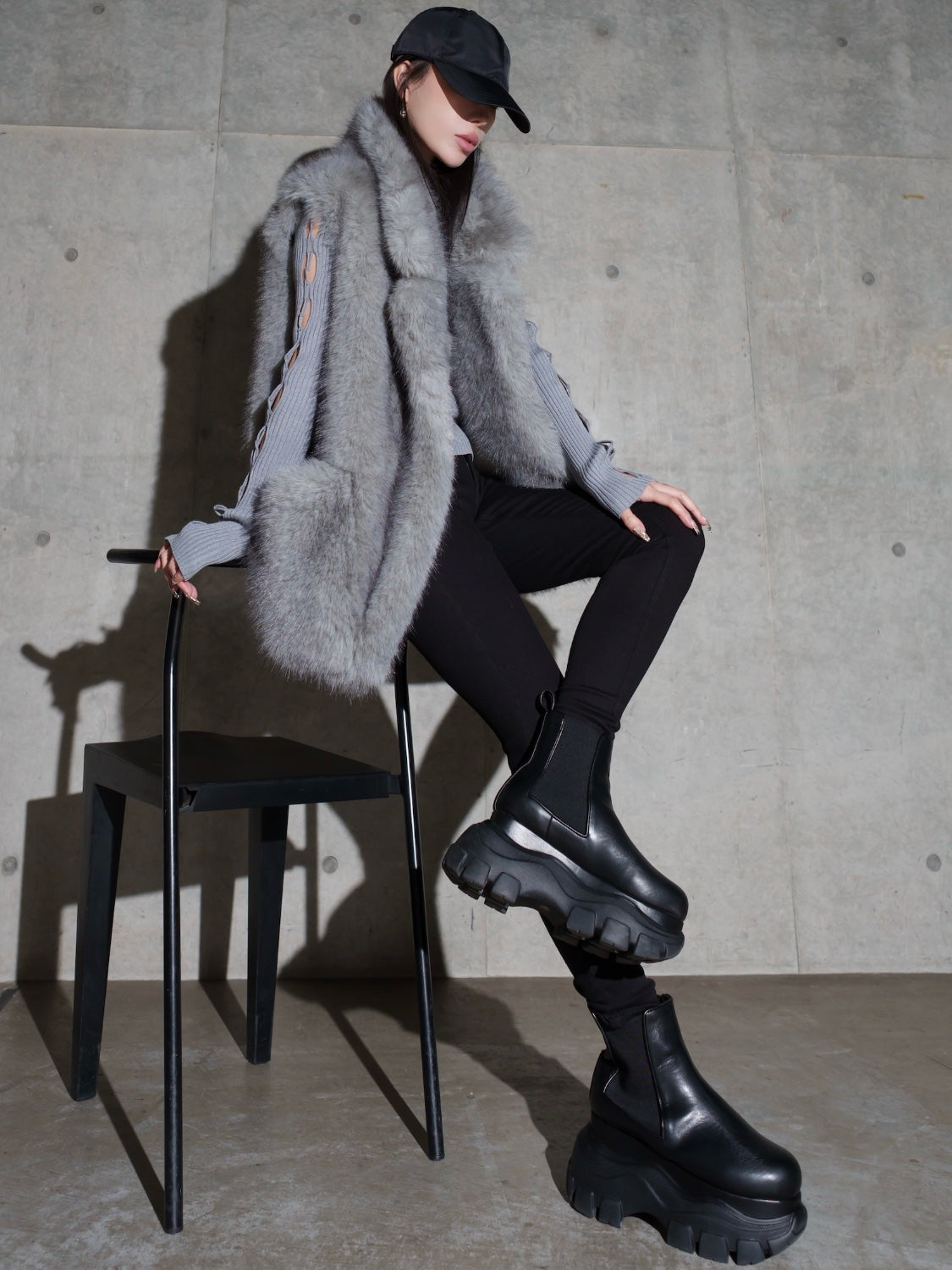 Suede ボンディング Fur ベスト