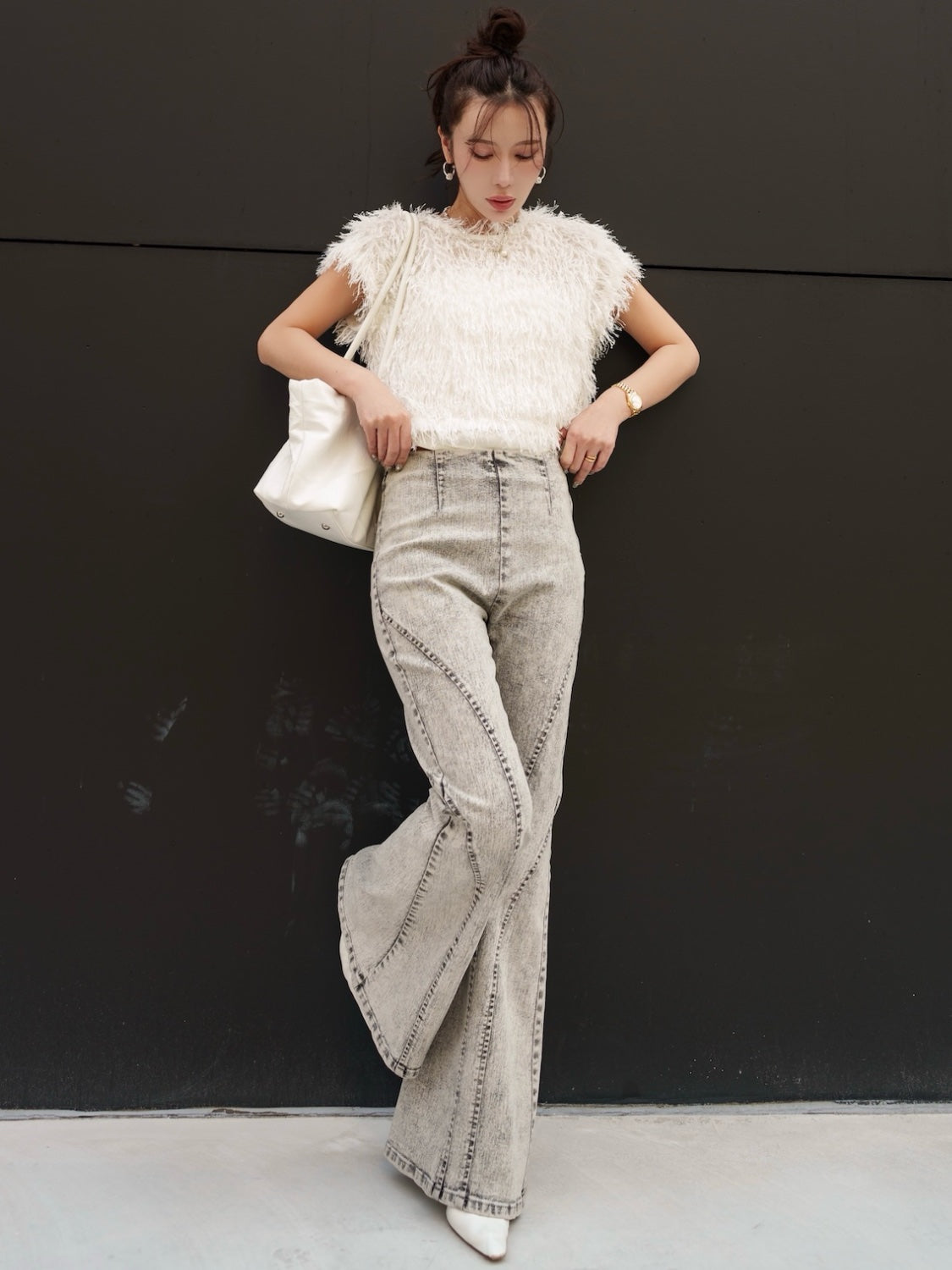Multi-seam Stretch Flared Denim