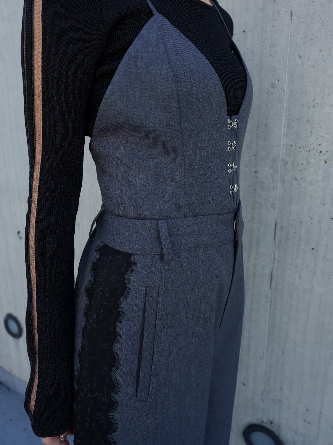 Multi-way レースコンビ ツイル サロペット