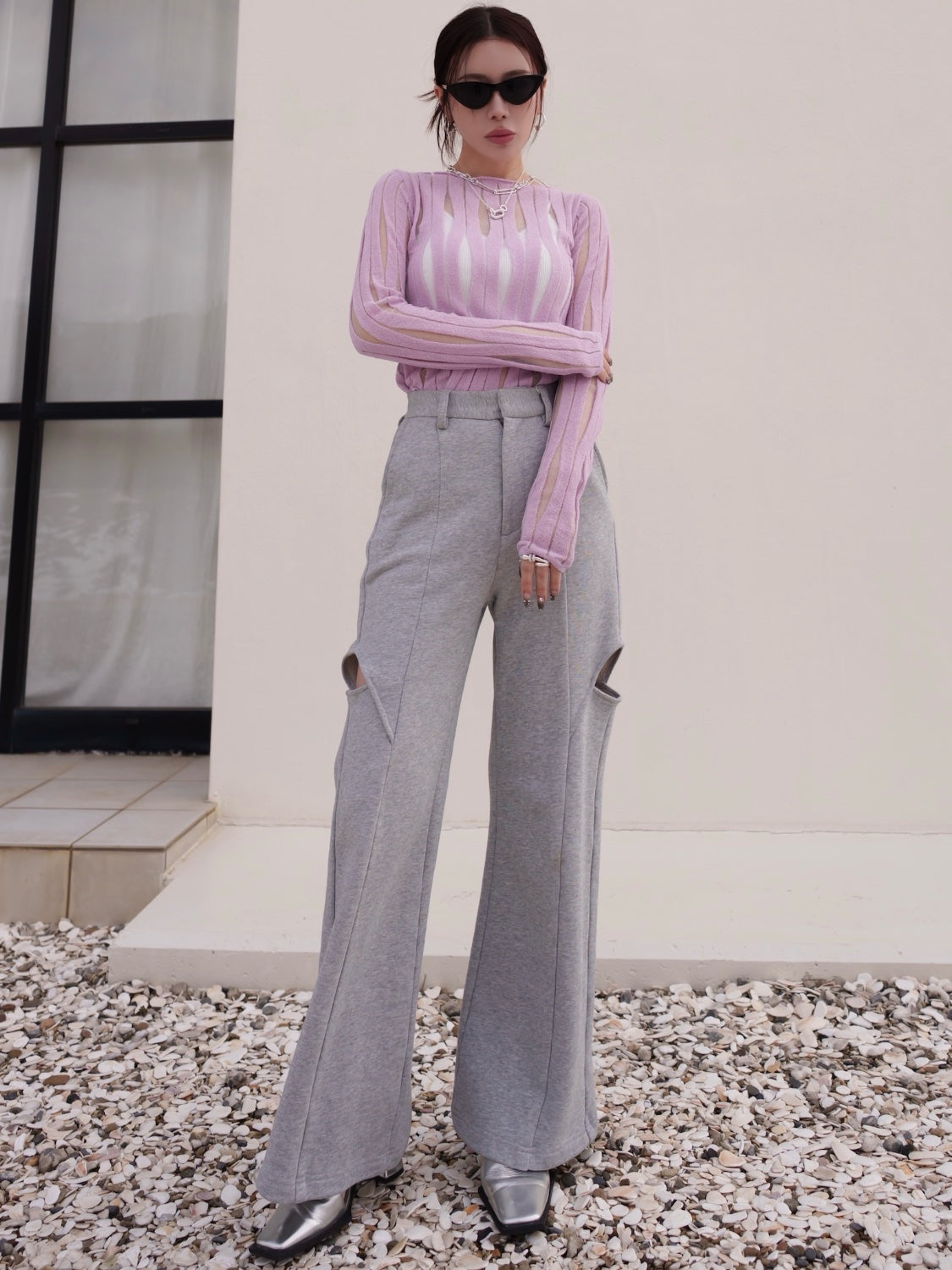 NUANCE ウェーブ シアーKNIT トップス