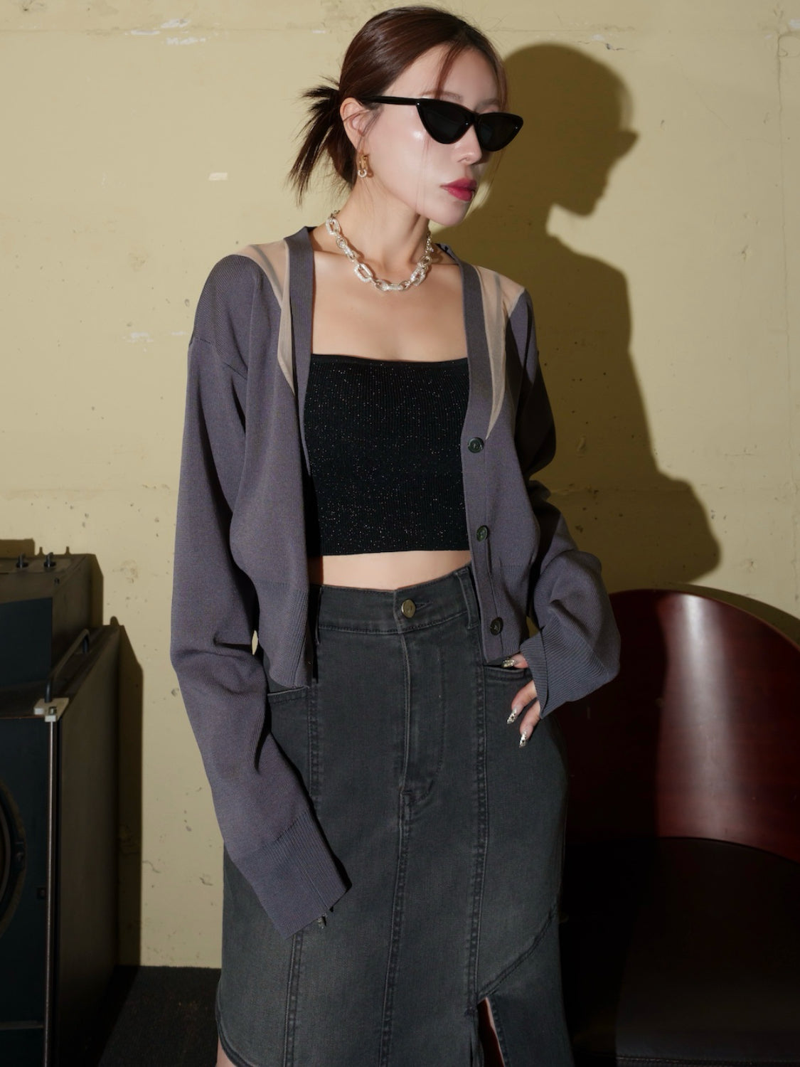 シアー Switch KNIT カーデトップス