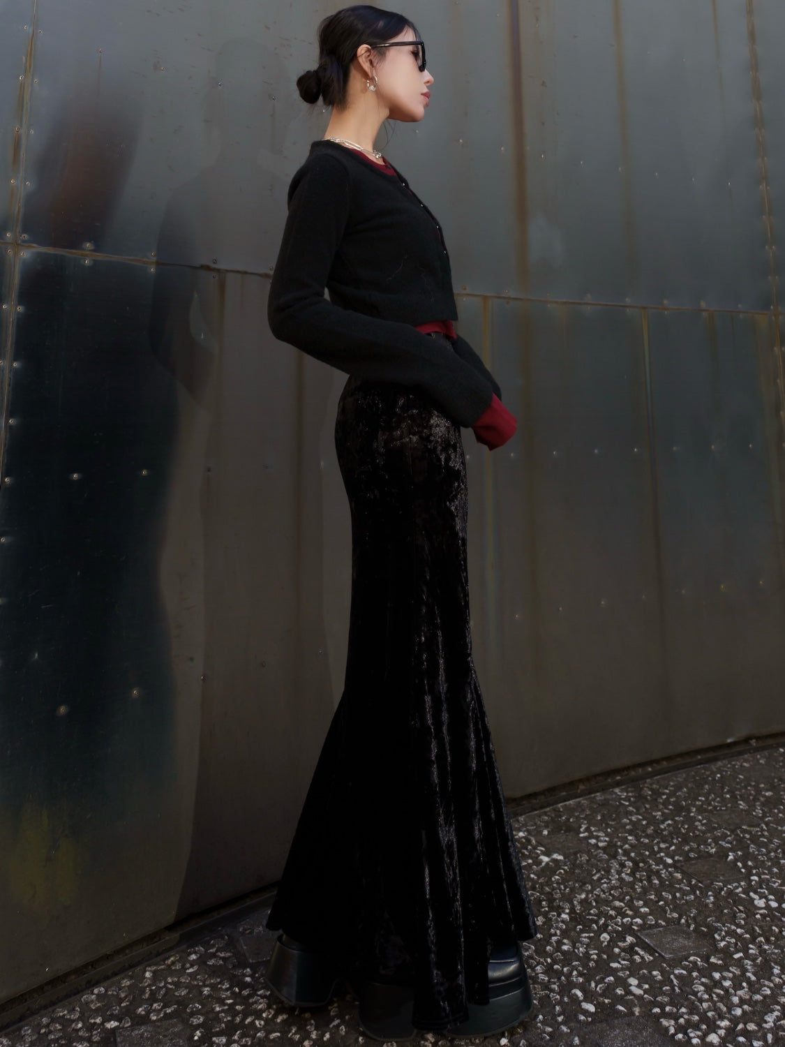 レイヤーライク Crew Neck KNIT カーディガン