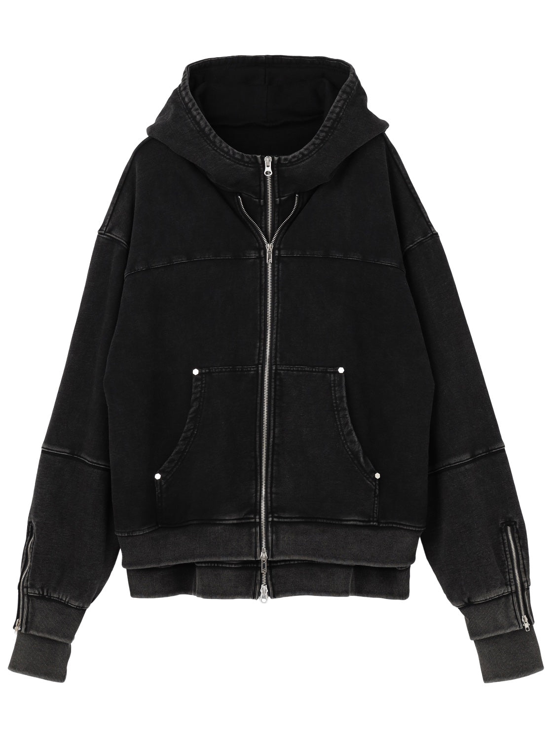 UNISEX] ピグメント Multi Zip レイヤードフーディー