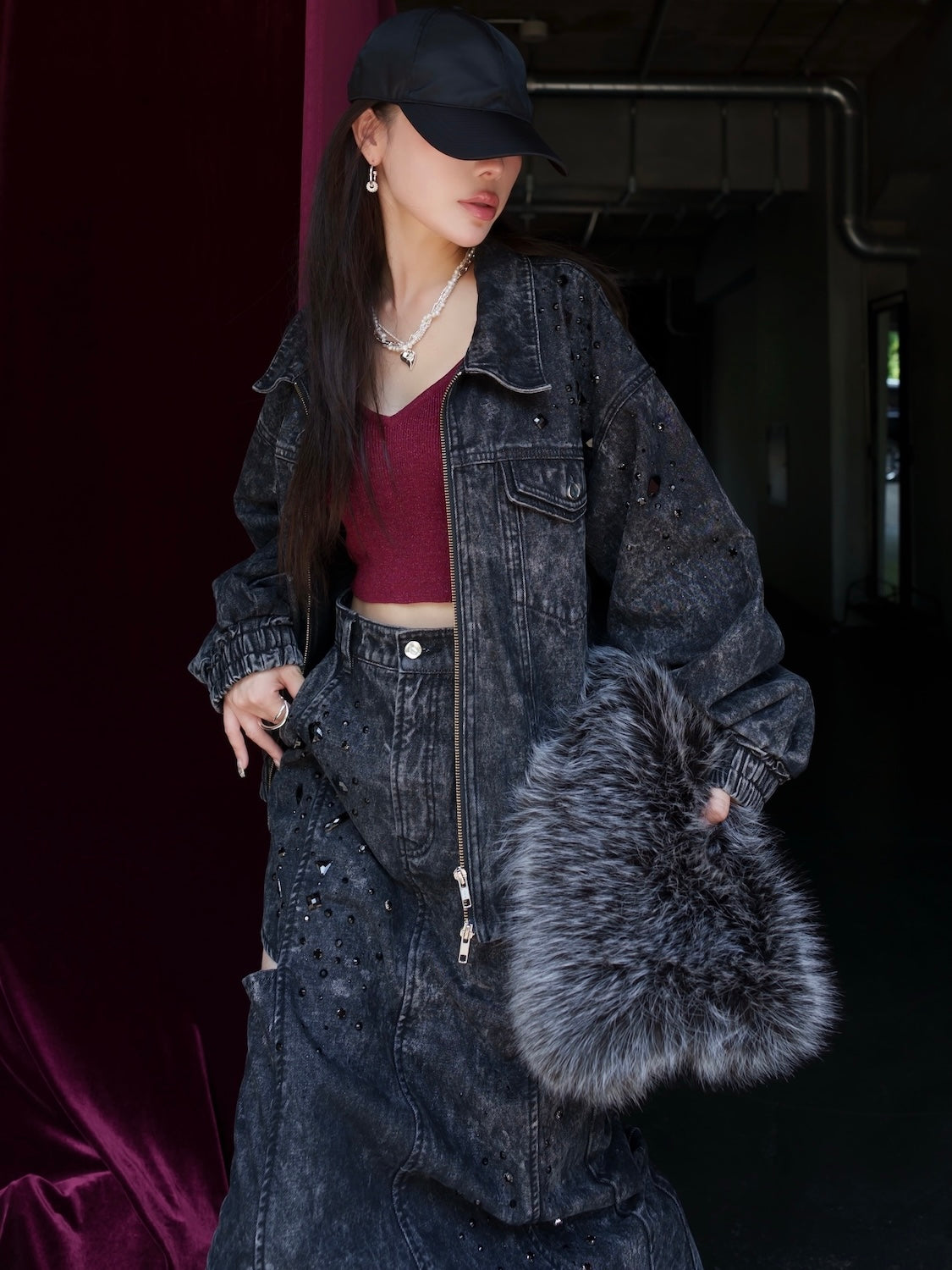 Short]Cup-in ラメ KNITキャミソール