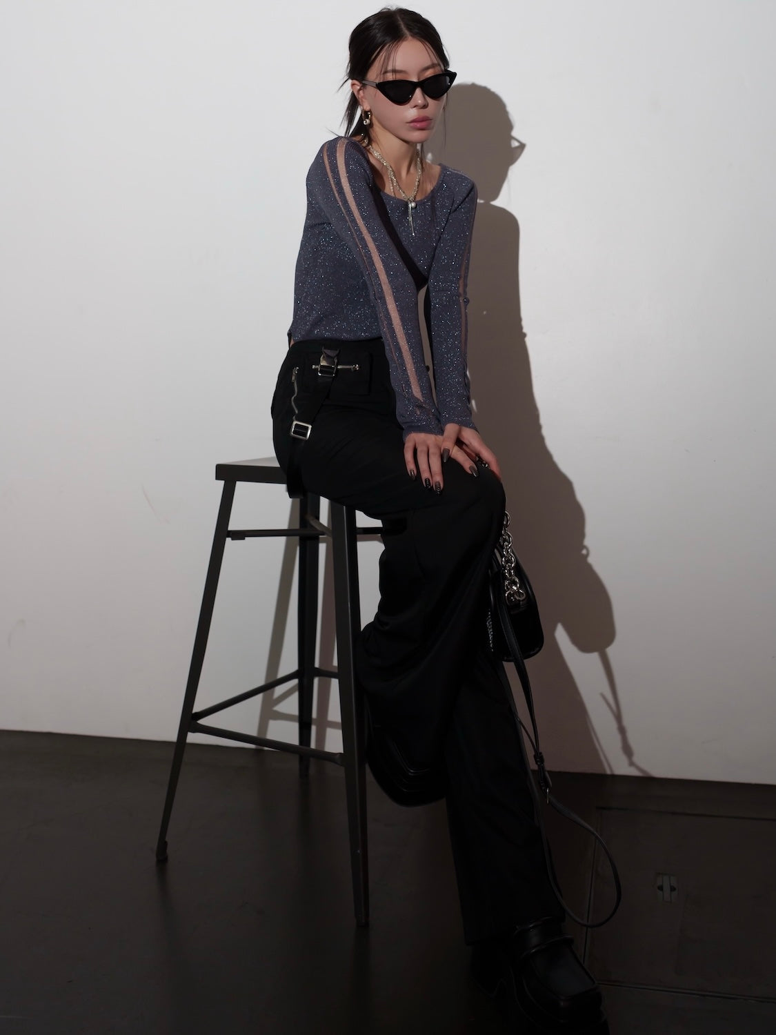 【完売‼️】シアー DOUBLE ライン ラメニット シアー Double ライン ラメニット