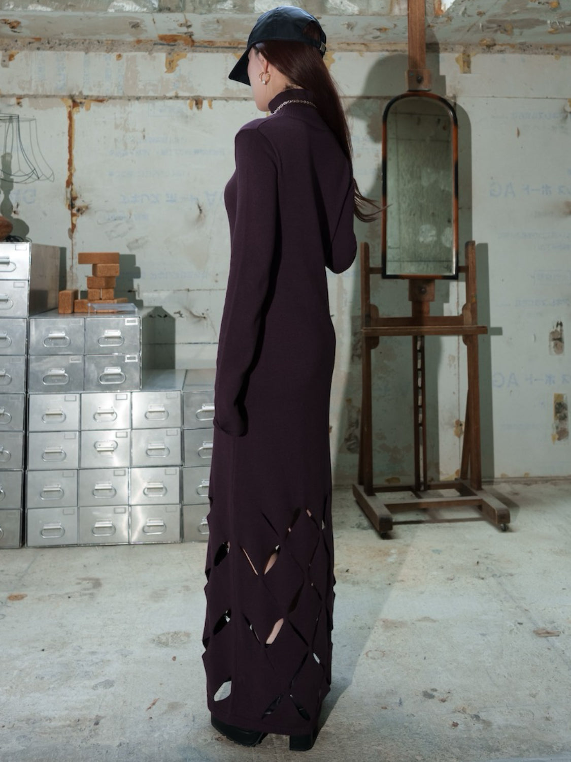 クロスカット デザイン KNIT ワンピース