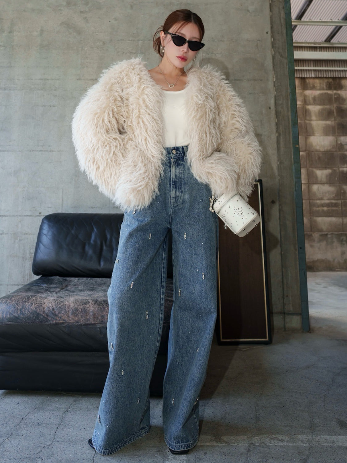 ノーカラー チベット Fur コート