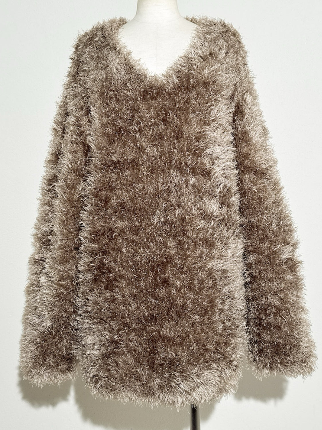 Vネック シャギーKNIT&マフラー Set