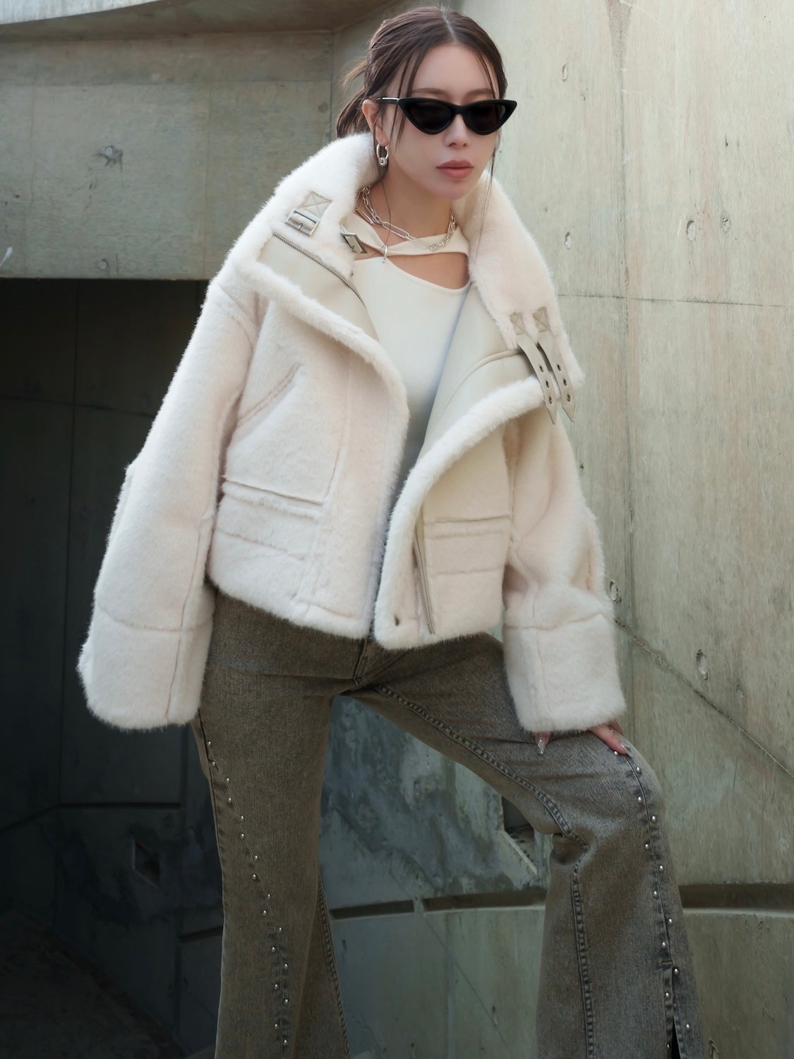 Ring アクセント KNIT トップス